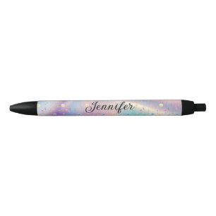 Caneta Preta na moda holográfico botânico personalizado