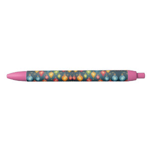 Caneta Preta Natais vintages coloridos, luzes decor