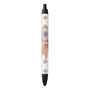 Caneta Preta Nativo americano asteca Dreamcatcher da aguarela