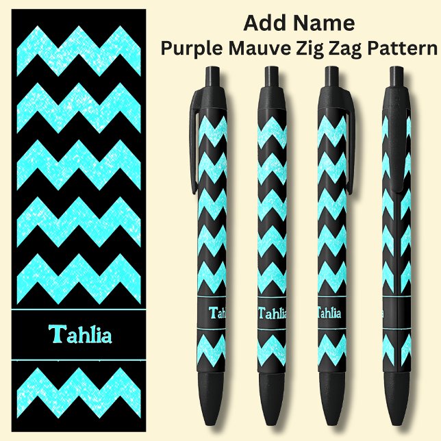 Caneta Preta Nome Aqua Blue Zig Zag em preto (Criador carregado)