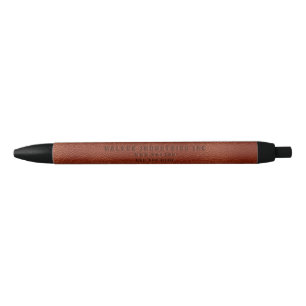Caneta Preta Nome de empresa personalizado Brown Vegan Leather