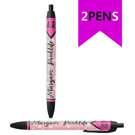 Caneta Preta Nome de Monograma Inicial Elegante, Menina Colorid
