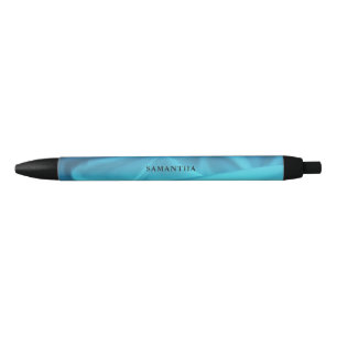 Caneta Preta Nome de Satin Azul Elegante