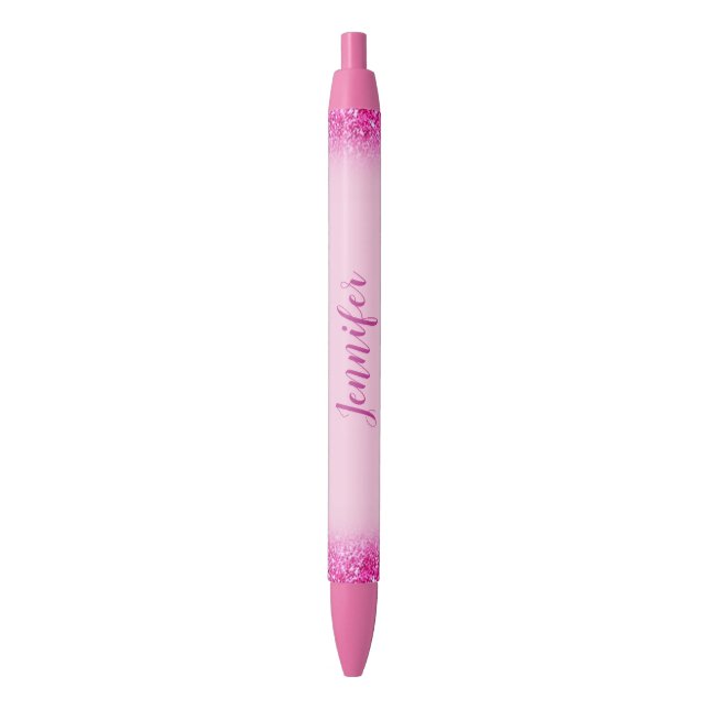 Caneta Preta Nome de Script Personalizado Feminino Brilho Rosa  (Frente Vertical)
