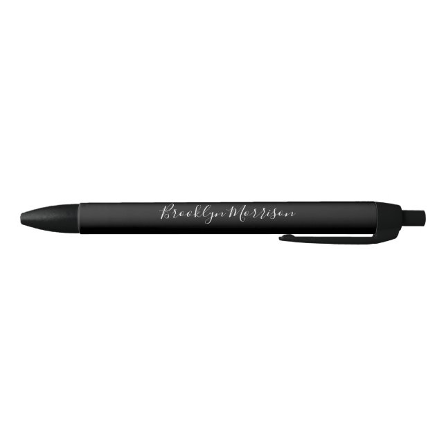Caneta Preta nome do monograma do script personalizado na moda  (Parte Inferior)
