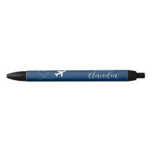 Nome do Roteiro com Coração de Amor Avião em Azul