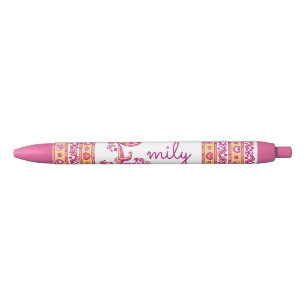 Caneta Preta Nome Emily começando com E meninas coral laranja