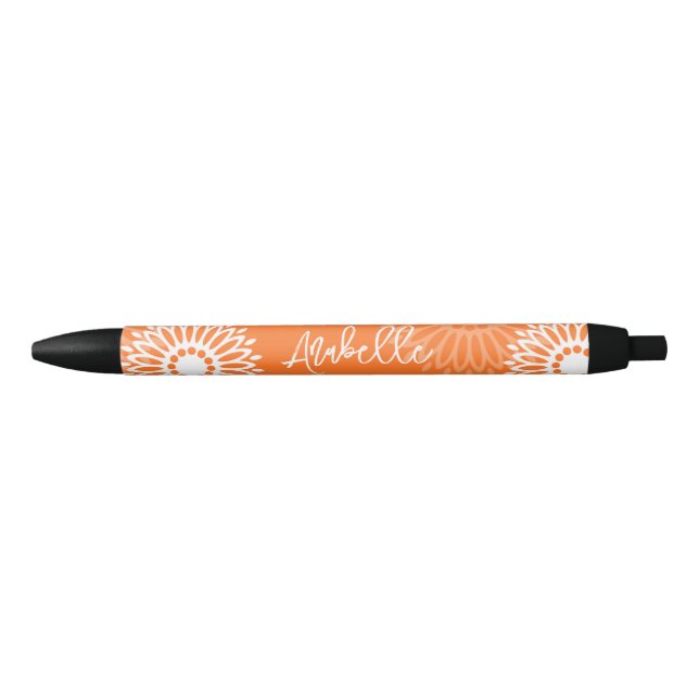 Caneta Preta Nome Geométrico Floral do Mandala Laranja Minimali (Frente)