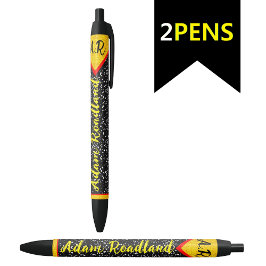Caneta Preta Nome Monograma Inicial Personalizado, Elegante