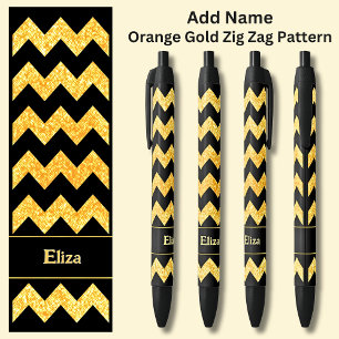 Caneta Preta Nome Orange Dourado Zig Zag em preto