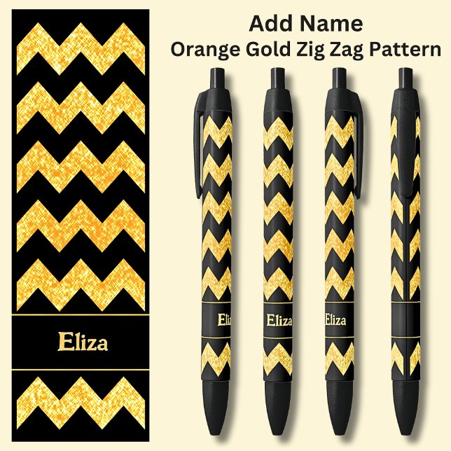 Caneta Preta Nome Orange Dourado Zig Zag em preto (Criador carregado)