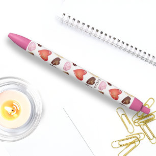 Caneta Preta Nome Personalizado Chocolate Docente Padrão Cardía