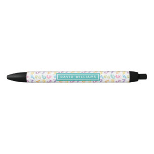Caneta Preta Nome Personalizado de Padrão de Números Coloridos