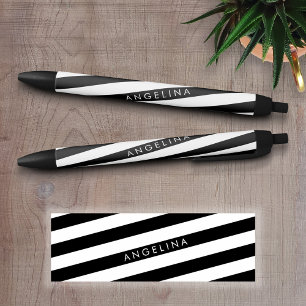 Caneta Preta Nome Personalizado de Padrão de Strike Preto e Br
