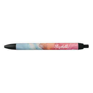 Caneta Preta Nome Personalizado do Roteiro de Álcool Coral Azul