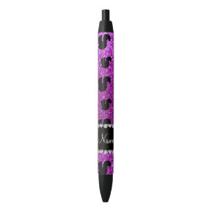 Caneta Preta Nome personalizado esquilo neon roxo