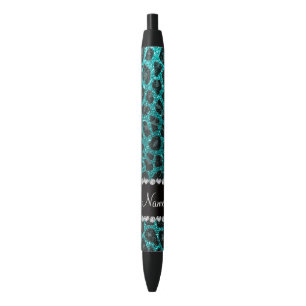 Caneta Preta Nome personalizado impressão brilhante aqua glitte