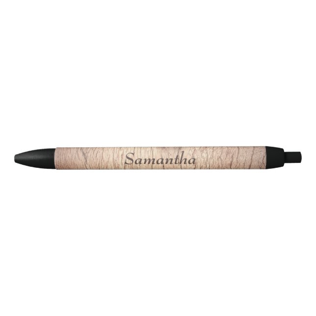 Caneta Preta Nome personalizado madeira marrom (Frente)