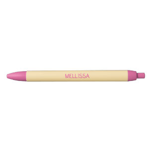 Caneta Preta Nome personalizado minimalista creme