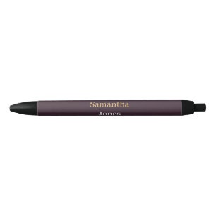 Caneta Preta Nome personalizado minimalista moderno burgundy