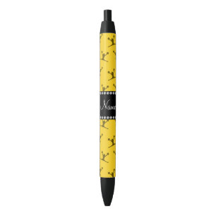 Caneta Preta Nome personalizado padrão de cheerleader amarelo
