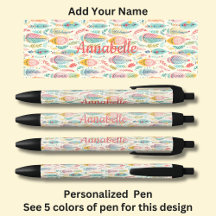 Nome Personalizado, Penas de Aqua Boho Rosa