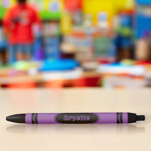 Caneta Preta Nome Personalizado Violet Purple Crayon Black Tint