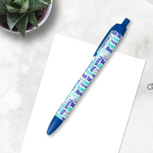Caneta Preta Obrigado azul multilingue de turquesa você