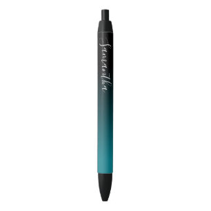 Caneta Preta Ombre Preto e Azul Turquesa Personalizado