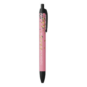 Caneta Preta Ouro Rosa Preto Confete