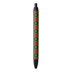 Caneta Preta Padrão Abstrato Floral Moderno Boho Elegante #504