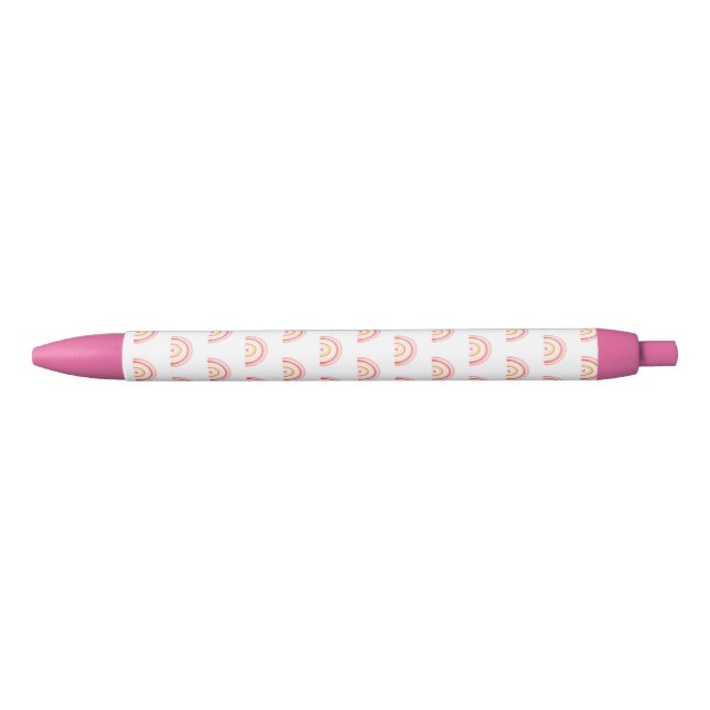 Caneta Preta Padrão Arco-Íris Rosa-Rosa-Boho (Frente)