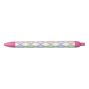 Caneta Preta Padrão Colorido de Verificação de Diamante Harlequ