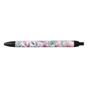 Caneta Preta Padrão contínuo de flores coloridas lindas