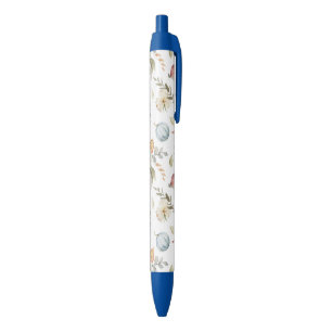 Caneta Preta Padrão de Aquarela de outono elegante