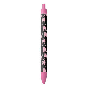Caneta Preta Padrão de Arcos e Poodles Rosa