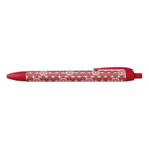 Caneta Preta Padrão de Asanoha Japonês - vermelho escuro