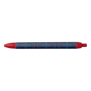 Caneta Preta Padrão de Azulejo Floral Decorativo