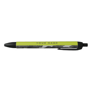 Caneta Preta Padrão de Camuflagem Cinza, Seu nome, Personalize