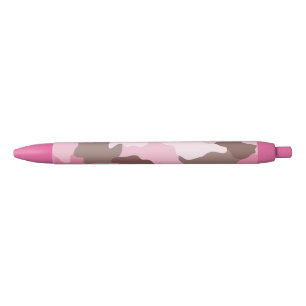 Caneta Preta Padrão de Camuflagem Girly Camo Rosa