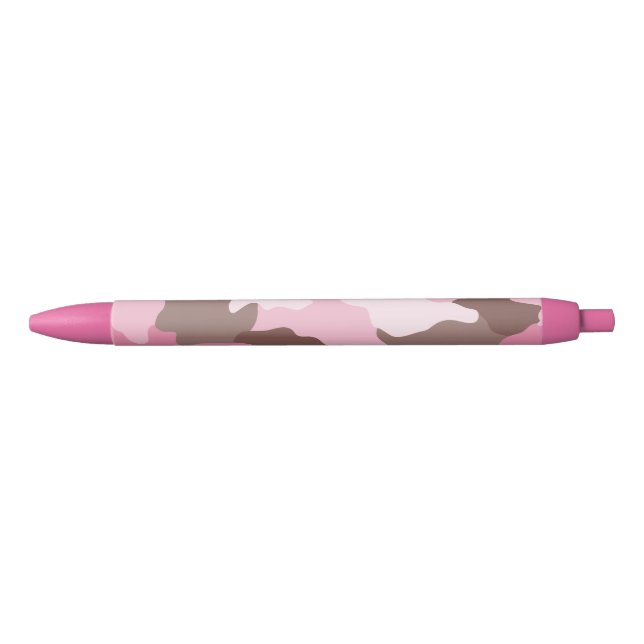 Caneta Preta Padrão de Camuflagem Girly Camo Rosa (Frente)