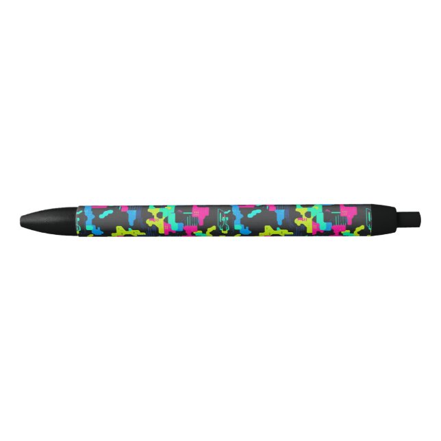 Caneta Preta Padrão de Camuflagem Neon (Frente)