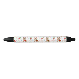 Caneta Preta Padrão de Celebração de Natal com Yorkie