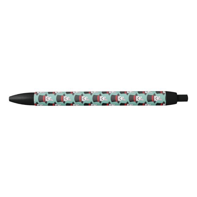 Caneta Preta Padrão de Coelho Fofo com Chapéu de Mago (Frente)