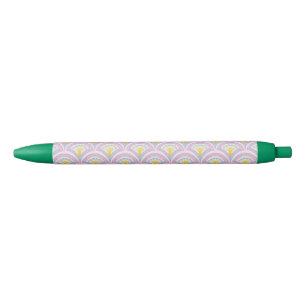 Caneta Preta padrão de concha em cores pastel