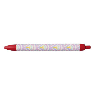 Caneta Preta padrão de concha em cores pastel