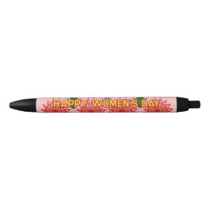 Caneta Preta Padrão de Dia das Mulheres de Flor de Primavera Pe