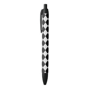 Caneta Preta Padrão de diamante preto e branco