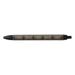 Caneta Preta Padrão de diamante preto e Dourado