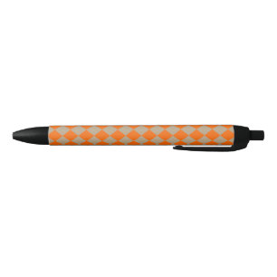 Caneta Preta Padrão de Diamante Xadrez Bege Laranja